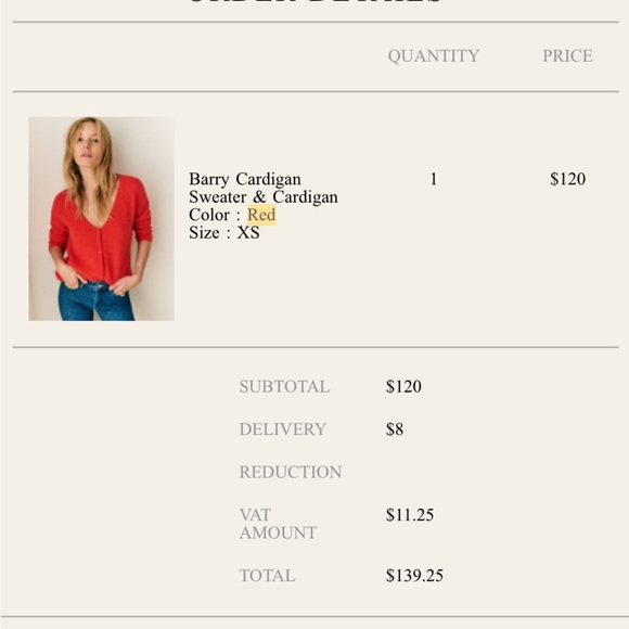 Sezane Red Barry Cardigan XS - Picture 4 of 4
